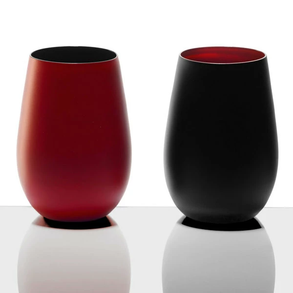 Stolzle 3520012T/2461 Glisten 16.5 Oz. Matte Black/Red Stemless Wine Glass / Tumbler - 6/Case 3 Stolzle 3520012T/2461 Glisten 16.5 Oz. Matte Black/Red Stemless Wine Glass / Tumbler - 6/Case - Image 3